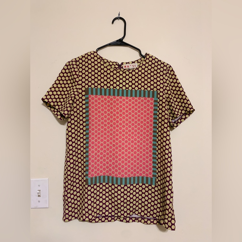 Marni Polkadot and Geometric colorful Blouse 65% silk